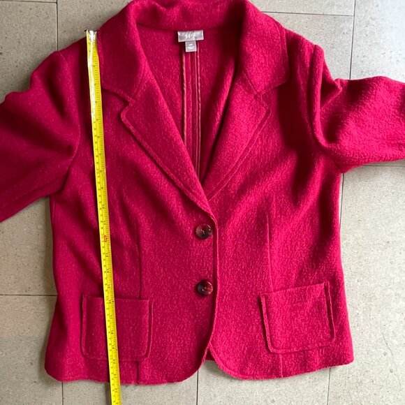 J. Jill Blazer Jacket Red Wool blend Short Cardigan Notch Lapel-XS - Picture 10 of 11